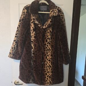 Cavalini Brown Leopard Faux Fur Jacket